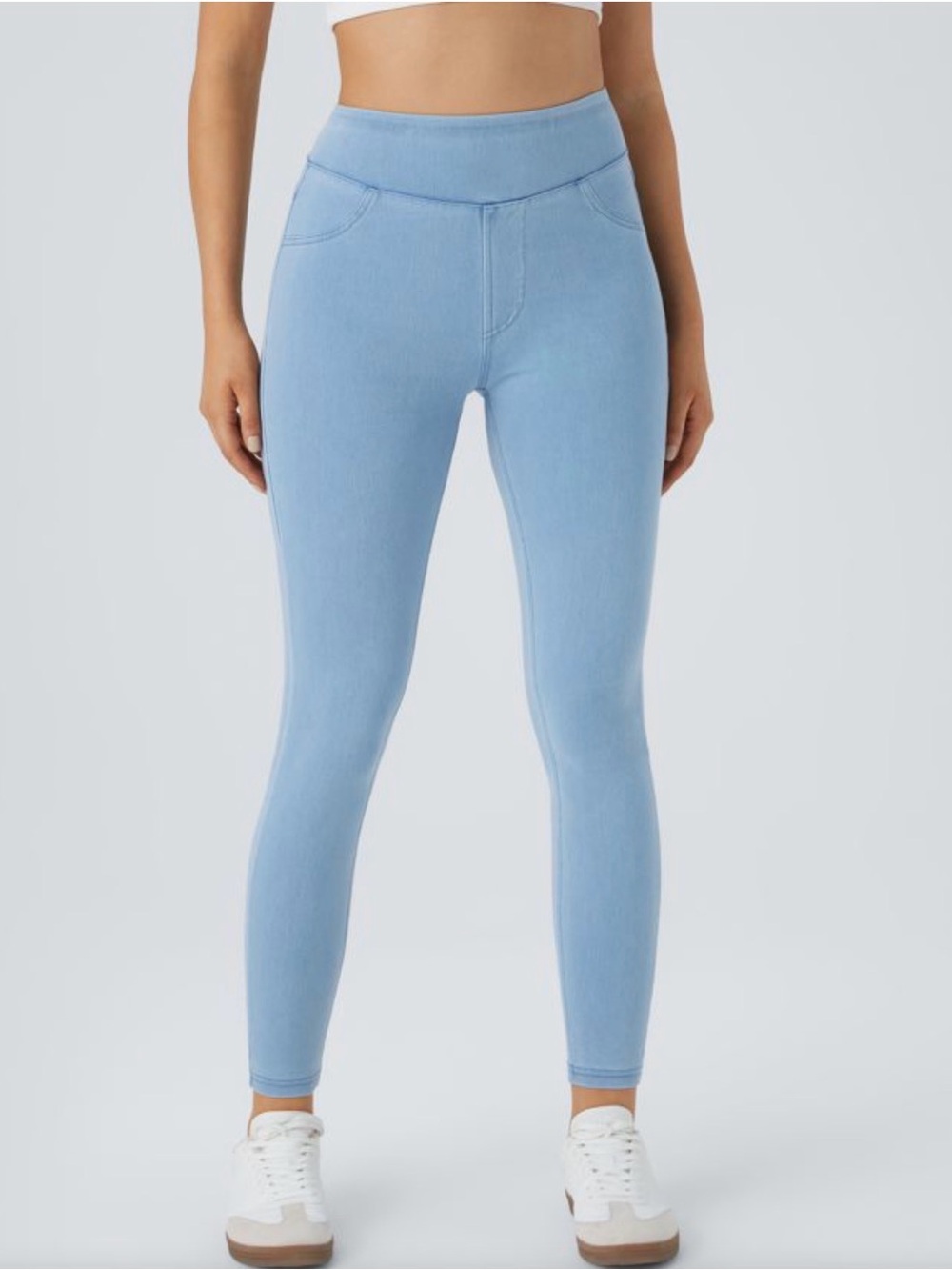 Halara Flex™ High Waisted 7/8 Pocket Light Wash Skinny Denim Casual Leggings M